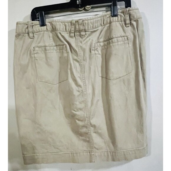Canyon River Blues Womens Tan Mini Skirt 14 Slash Pockets Button Front - Picture 2 of 5
